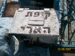 Charity box at the grave of the tzadik R' Yitzchak Luria.